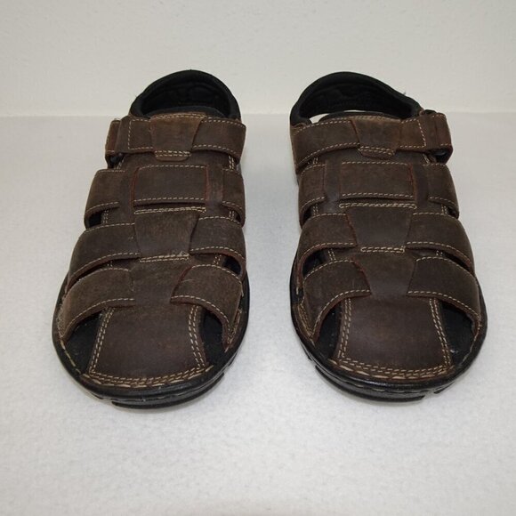 Rockport Fisherman Sandals Men’s Size 10 Brown Leather Casual Comfort Easy Close main image 8
